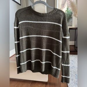 Bobeau Olive Green Striped Sweater